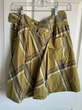 Olive Plaid Mini Skirt
